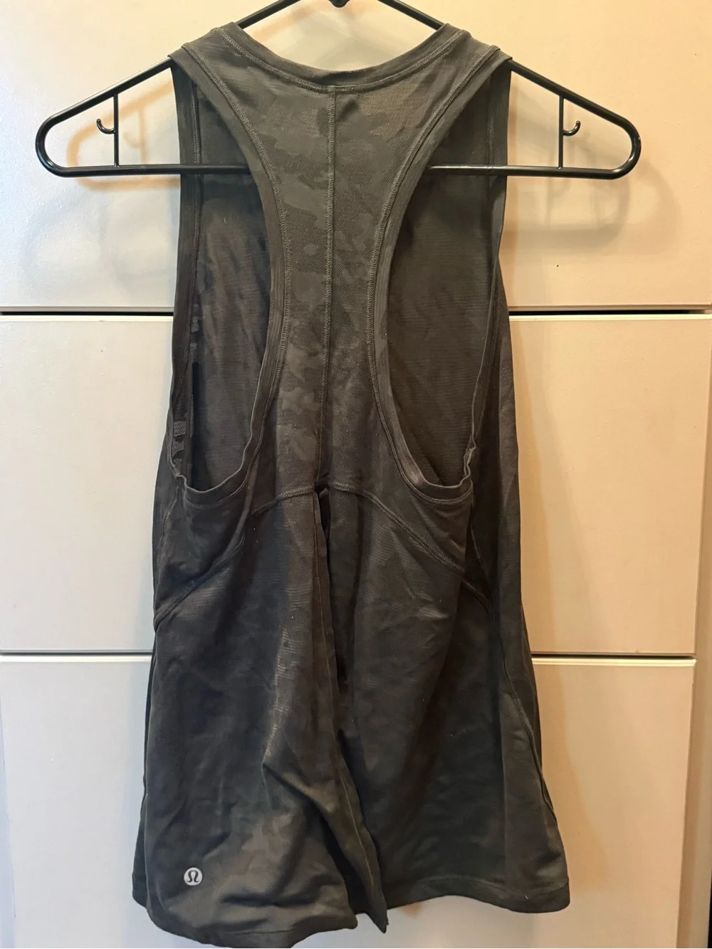 Lululemon Semi-Sheer Camouflage Sleeveless Tank Top — with Tie in Lower Back